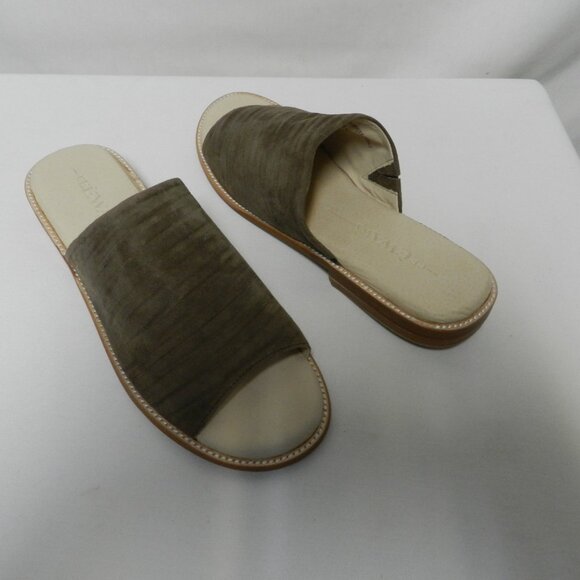 Gee Wawa Anthropologie Suede leather Ariel brown slides sandals flats NEW 8.5 - Picture 1 of 12